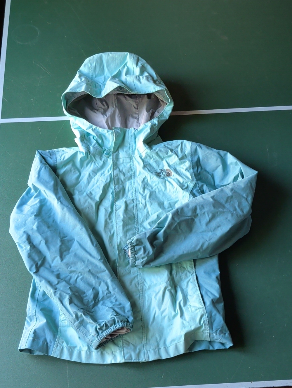 The North Face Kids' 7/8 Mint Blue Hooded Rain Jacket
